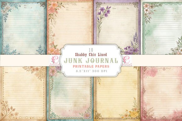 Download Shabby Chic Lined Junk Journal Pages - Junk journal Collection