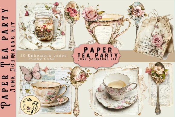 Download Paper Tea Party Ephemera Junk Journaling - Junk journal Collection