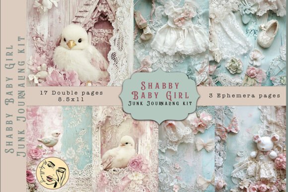 Download Shabby Baby Girl Junk Journaling Kit - Junk journal Collection