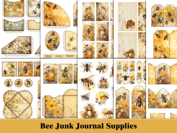 Download Yellow Bee Junk Journal Kit Ephemera - Junk journal Collection